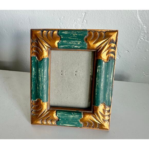 Small Green & Gold Decor frame picture Art 2x3” home romantic French baroque - Picture 3 of 6